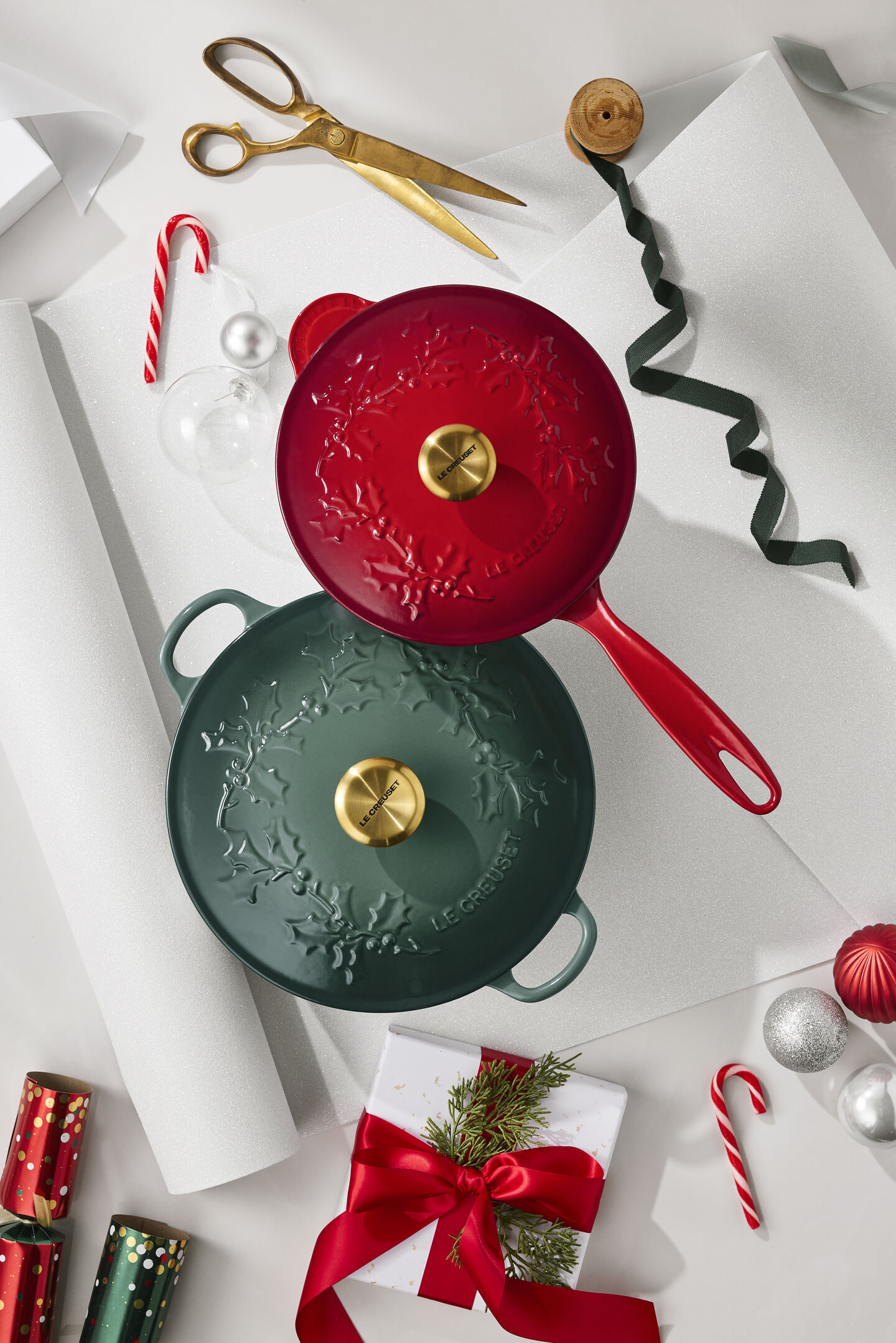 Le Creuset Holly Collection Soup Pot & Saucier 